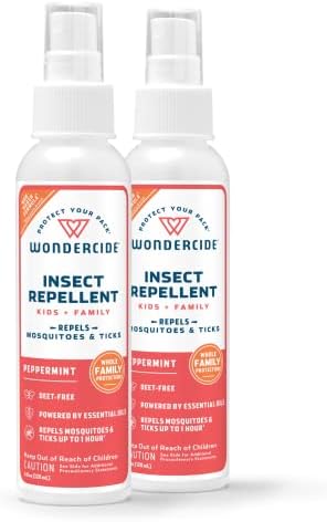 Wondercide - Mosquito, Tick, and Insect Repellent with Natural Essential Oils - DEET-Free Bug Spray and Killer - Safe for Family - Peppermint 2-Pack of 4 oz Bottle