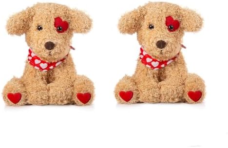 Valentine's Stuffed Animal, 11 Inch Stuffed Animal Dog, Ideal for Valentine's Day Gifts for Friend (2 Packs Puppy)