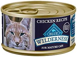 Blue Buffalo Wilderness High-Protein & Grain-Free Wet Cat Food Paté for Adult Cats 7+, Made with Natural Ingredients, Chicken Recipe, 3-oz. Cans (24 Count)