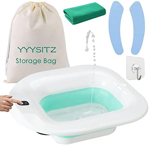 Sitz Bath, Electric Sitz Bath for Hemorrhoids, Sitz Bath for Toilet Seat, Postpartum Care Bowl, Sits Bath Soak Tub for Women Men, Sitz Baths Salts Pan, Butt Bath Basin, Portable, Green
