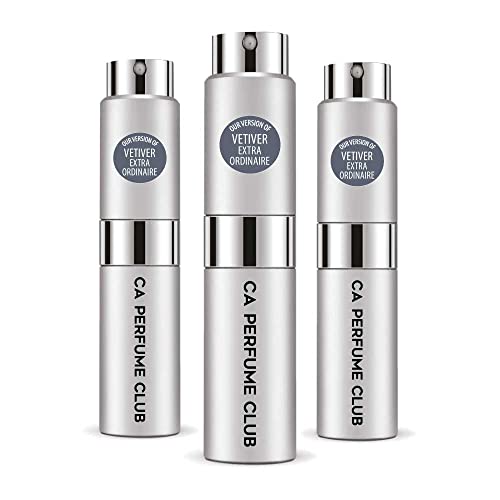 CA Perfume Impression of Fredarik Mal Vetiver Extraordinaire For Men Replica Version Fragrance Dupes Concentrated Long Lasting Eau de Parfum Spray Refillable Atomizer Bottle 0.27 Fl Oz-X3