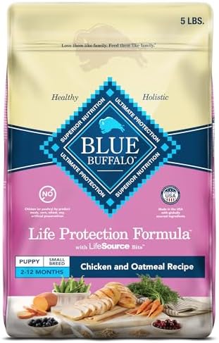 Blue Buffalo Life Protection Formula Small Breed Puppy Dry Dog Food with DHA, Vital Nutrients & Antioxidants, Made with Natural Ingredients, Chicken & Oatmeal Recipe, 5-lb. Bag