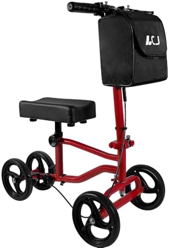 Knee Scooter,Economical Foldable Steerable Knee Walker,for Adults Foot Surgery,Injured Ankle Recovery Scoote(Red-Standard Version)