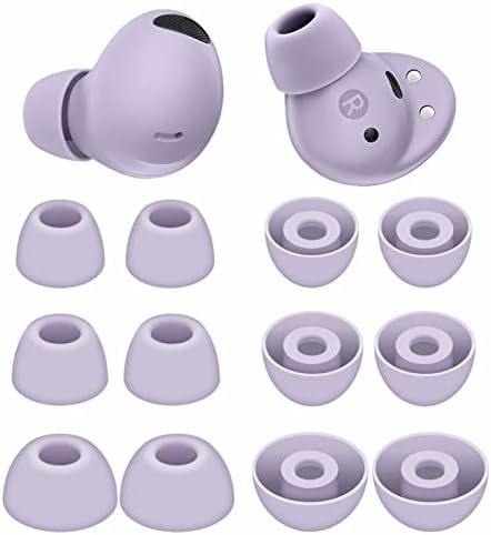 6 Pairs Galaxy Buds 2 Pro Ear Tips Buds Eartips, S/M/L Replacement Soft Silicone Rubber Flexible Gel Earbuds Earplug Fit in Case Accessories Compatible with Samsung Galaxy Buds 2 Pro - Bora Purple