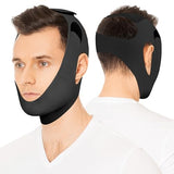 Anti Snore Chin Strap for CPAP Users, Snore Stopper with Adjustable Velcro, Chin Strap for Sleeping Comfortable Stop Snoring Solution, Anti Snoring Devices Breathable and Reusable, Black, M