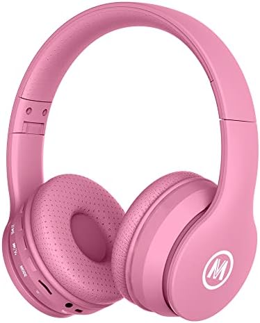 Kids Headphones Bluetooth 5.3 60H Play Time Wireless Kids Volume Limited 85 /110dB Over Ear Foldable Protection Headset with Mic AUX 3.5mm for Boys Girls Child School Pad Tablet Pink