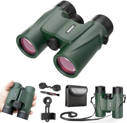 12X32 Compact HD Binoculars for Adults Hight Powered with Phone Adapter - Large View Binoculars Clear Low Light Vision- Lightweight & Waterproof Binoculars for Bird Watching Travel Cruise Ship Hunting