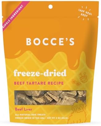 Bocce's Bakery Freeze Dried Beef Tartare Treats for Dogs - All-Natural, Freeze-Dried Treats Made with One Ingredient, Made in The USA, 3 oz