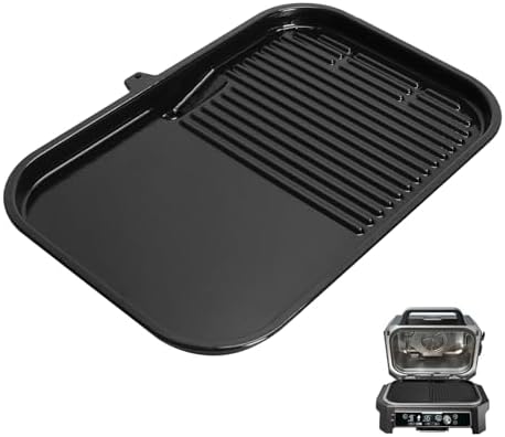 SafBbcue Grill & Griddle Plate for Ninja Woodfire Pro Connect XL Ninja OG951 OG850 OG952 Grill Accessories, XSKGRIDLXL Flat Top 2-in-1 Plate for Ninja Woodfire OG800/900 Series, Non-Stick Griddle Pan