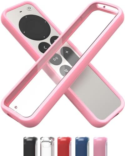 TotalMount Air Rim Case for Apple TV Remotes – Slim, Hybrid Apple TV Remote Case with Ultimate Drop Protection – Pink Perimeter Cover & Clear Back