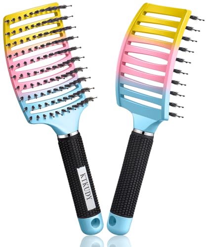 KTKUDY Wet or Dry Detangling Hair Brush for All Hair Types - Eliminates Knots & Reduces Breakage Hairbrush - Tangle Free Detangler Brush For Women Men & Kids, Single, 1 Count