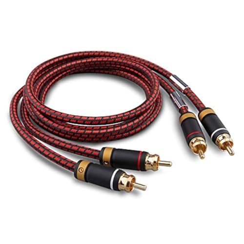 Auidophile 2RCA Male to 2RCA Male Stereo Audio Cable,Gold Plated | 4N Oxgen-Free Copper Core (9 Feet (3M))