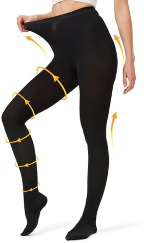 NURCOM Medical Compression Pantyhose for Women Men, 20-30 mmHg Graduated Support Tights, Closed Toe Compression Leggings