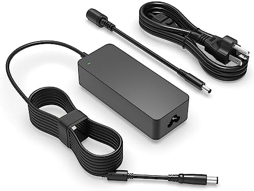 90W 65W AC Adapter Charger Fit for Dell Laptop Latitude Inspiron Series, 10Ft Flexible Power Cord, Charging Light, 19.5V 4.62A, 4.5mm and 7.4mm
