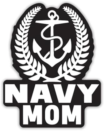 Navy Mom Emblem Vinyl Decal Sticker | Cars Trucks Vans Walls Laptops Cups | White on Black | 5.5 X 4.3 Inch | KCD1718
