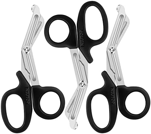 Trauma Shears, Medical Scissors 3-Pack, Premium Bandage Scissors for Nurses, 7.5" Nursing Scissors, Surgical Scissors, Nurse Scissors, Emergency First Aid Scissors, EMT Shears (Black)
