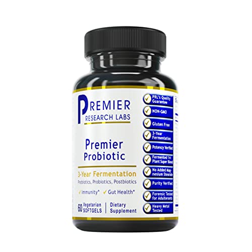 Premier Research Labs Probiotic Caps - Pre-, Pro-, and Post-Biotics - for Healthy Gut, Digestive Health & Immune Support - Beneficial Bacteria - 60 Vegetarian Softgels