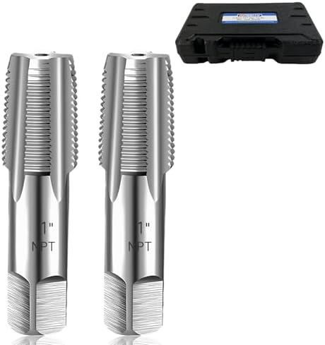 2-Piece NPT Pipe Tap Set, 1" NPT Tap Set Carbon Steel Hand Threading Plumbing Tap Set for Accurate Threads, Assorted Plumbers Mechanics DIY Thread cutting tools