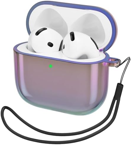 ORNARTO for AirPods 4 Case, Drop-Resistant TPU, 2024 Edition with LED Visible Bling Cover for AirPods 4th Gen, Iridescent Purple