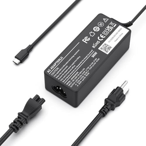 90W USB C Charger for Lenovo Thinkpad/Yoga, Power Adapter for Dell Chromebook/Latitude/XPS, HP, Asus, Samsung, Acer, Google Type C Laptop Power Supply Cord