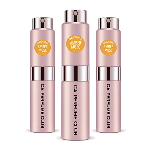 CA Perfume Club Impression of Narcis R. Amber Musk For Women Replica Version Fragrance Dupes Concentrated Long Lasting Eau de Parfum Spray Refillable Atomizer Bottle 0.27 Fl Oz-X3
