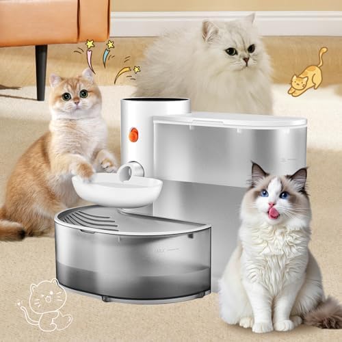 Saker Automatic Pet Water Fountain,2025 Upgraded Pet Water Fountain No Filter,Cat Water Dispenser Wireless Pour-Over,3L/106oz Ultra-Quiet Design,Pet Gravity Water Dispenser for Cat