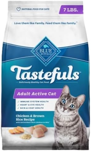 Blue Buffalo Tastefuls Natural Dry Food for Active Adult Cats, Chicken and Brown Rice Recipe, 7-lb. Bag