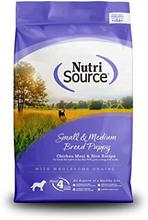 NutriSource Puppy Food, Made with Chicken Meal and Rice, Small Breed with Wholesome Grains, 5LB, Dry Dog Food