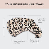 Kitsch Microfiber Hair Towel Wrap for Women - Quick Dry Towel | Microfiber Towel for Hair | Hair Drying Towel Wrap for Long Hair | Hair Towels for Women | Hair Turban Towel for Wet Hair (Leopard)