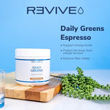Revive MD Daily Green Powder Superfood (Espresso) - Supergreens Powder to Support Energy Levels - Green Juice Powder That Improves Fiber Intake - Vegetable Powder Supports Digestion and Gut Health
