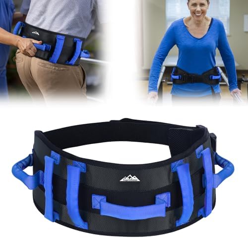 supregear Gait Belt - Anti-Slip Transfer Aid with 7 Handles and Quick-Release Buckle, Perfect for Senior Care, Black
