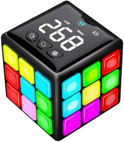 Rechargeable Game Handheld Cube, 15 Fun Brain & Memory Game with Score Screen, Cool Toys for Kids, Christmas Birthday Gifts for Boys Girls Aged 6-12+ Years Old, Toy Gift Idea for Kids（Black）