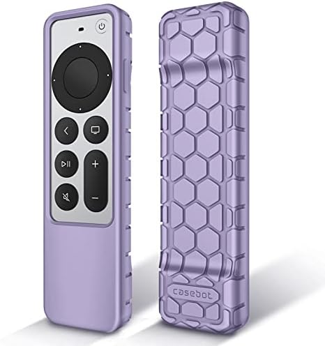 Fintie Protective Case for Apple TV Siri Remote 2021 2022 - Honey Comb Lightweight Anti Slip Shockproof Silicone Cover for Apple TV 4K / HD Siri Remote Controller (2nd Gen / 3rd Gen), Lilac Purple