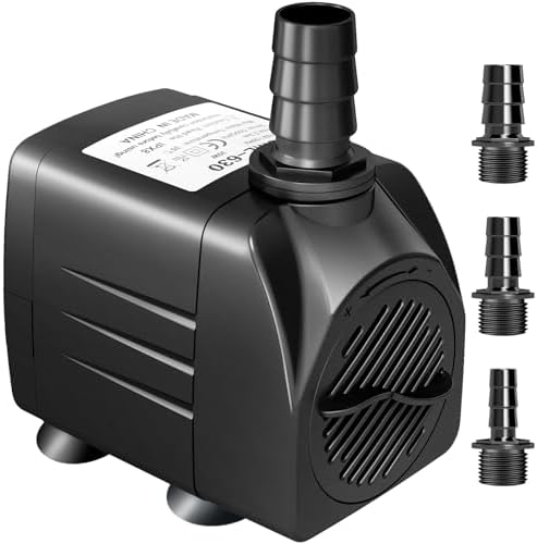 GROWNEER 550GPH Submersible Pump 30W Ultra Quiet Fountain Water Pump, 2000L/H, with 7.2ft High Lift, 3 Nozzles for Aquarium, Fish Tank, Pond, Hydroponics, Statuary Black