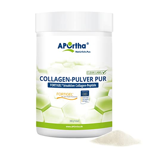 APOrtha® FORTIGEL® Collagen-Pulver PUR - 300 g Pulver, innovative, bioaktive Collagen-Peptide für Knochen und Knorpel, 300g Pulver für 2 Monate, glutenfrei, allergenfrei, laktosefrei, zuckerfrei