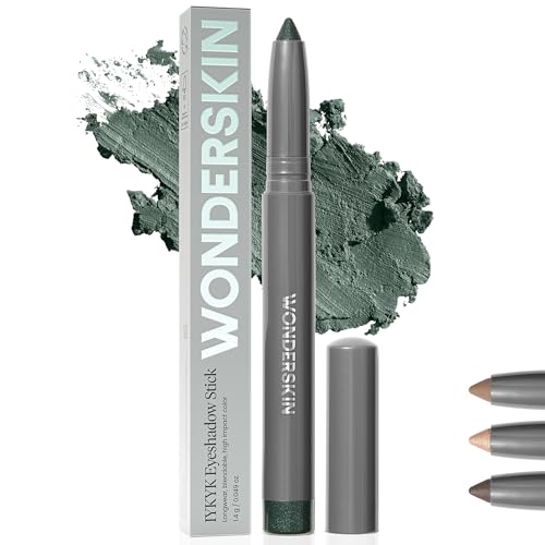 Wonderskin IYKYK Eyeshadow Stick - Longwear Eye Shadow Sticks, Budge-Proof & Waterproof Shimmer Eyeshadow Stick with Built-in Sharpener (Green Smoke)