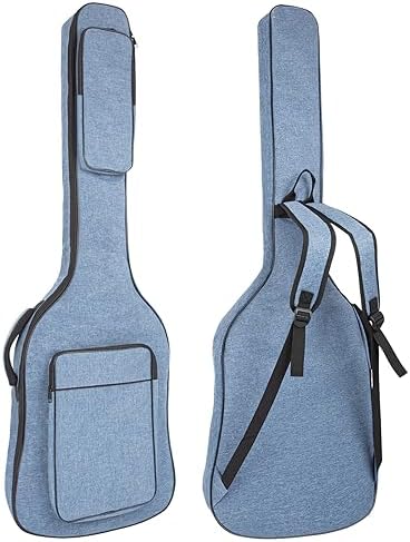 Bass Guitar Bag, 7MM Padding Bass Guitar Gig Bag Padded Soft Electric Bass Guitar Case Backpack with Pockets, Blue