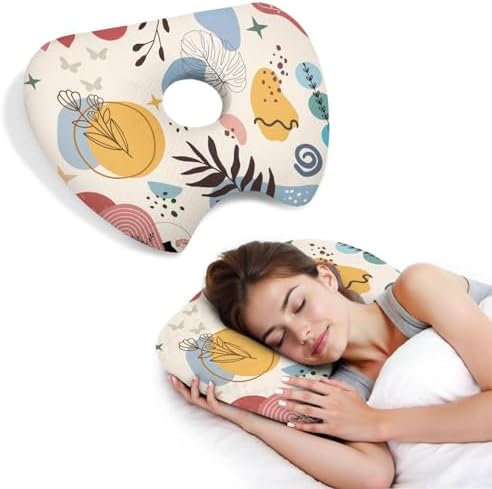 Ear Piercing Pillow for Side Sleepers Pillows with Holes for Ear Pain,Donut Pillow for Ear Side Sleeping Pillow for Adults CNH Ear Pain Relief Pressure Sores Ear Pillow with Hole in Center