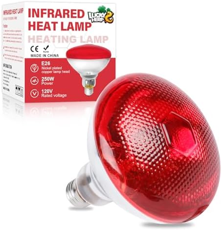 LUCKY HERP Infrared Heat Lamp for Chickens - 250 Watts Red Heat Lamp Bulb 1 Pack, Heat Light Bulb for Brooder Coop, Food Service, Chicks, Pet, Reptile