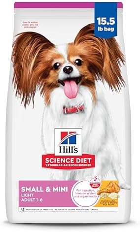 Hill's Science Diet Light , Adult 1-6, Small & Mini Breeds Weight Management Support, Dry Dog Food, Chicken & Barley, 15.5 lb Bag