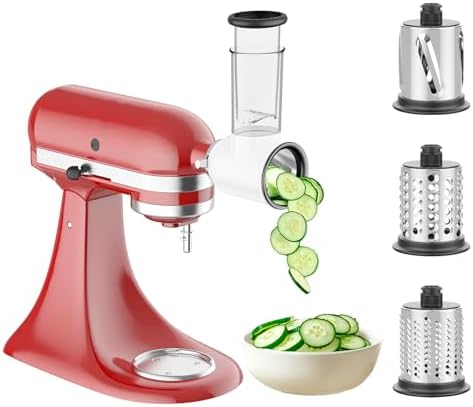 Slicer Shredder Attachment for KitchenAid Stand Mixer, Cheese Grater Attachment for Kitchenaid, Vegetable Salad Maker Accessories with 3 Blades, As Kitchen Aid Mixer Accessories by InnoMoon