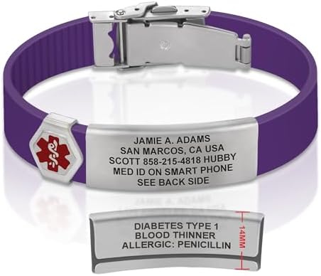 Divoti Custom Engraved Medical Alert ID Bracelet – Dual-Sided Laser Etching, Silicone Wristband, Stainless Steel Security Clasp – Adjustable & Trim-to-Fit – Emergency Medical Info Band for Men & Women