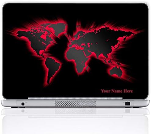 Meffort Inc Personalized Laptop Notebook Notebook Skin Sticker Cover Art Decal, Customize Your Name (15.6 Inch, World Map Red)