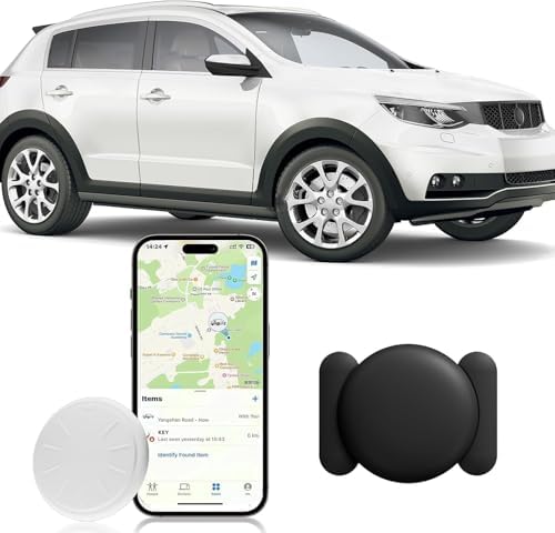 GPS Tracker for Vehicles, Work with Find My (iOS Only), Mini Hidden Car Tracker with Magnetic Case, No Monthly Fee (1PCS, Black)