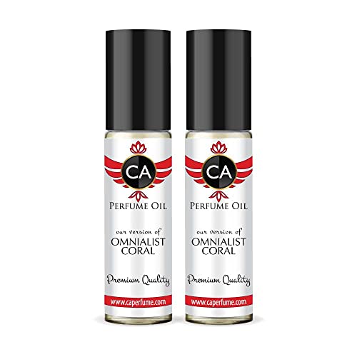 CA Perfume Impression of Omnialist Coral For Women Replica Fragrance Body Oil Dupes Alcohol-Free Essential Aromatherapy Sample Travel Size Concentrated Long Lasting Attar Roll-On 0.3 Fl Oz-X2