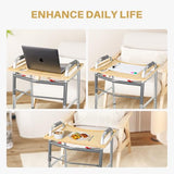 Walker Tray Table with Cup Holder Mobility Table Tray for Folding Walkers Foldable, Portable Multipurpose Bamboo Tray for Eating, Crafts, Laptops Medical Equipment Accessories