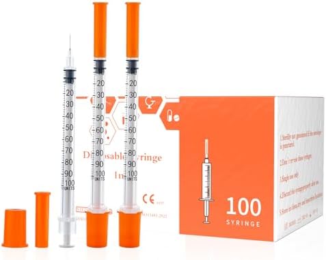 U-100 1ml 31ga Disposable Syringe and 31G x 6 mm (1/4") Needle, Lab Dispensing Supplies, 100Pack