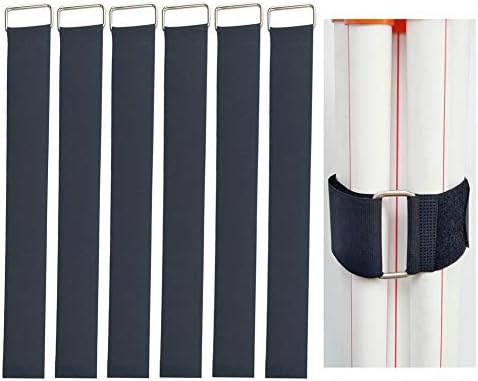 6Pcs 24" x 2" Nylon Heavy Duty Reusable Hook and Loop Cinch Straps, Adjustable Fastening Securing Cable Straps, Black