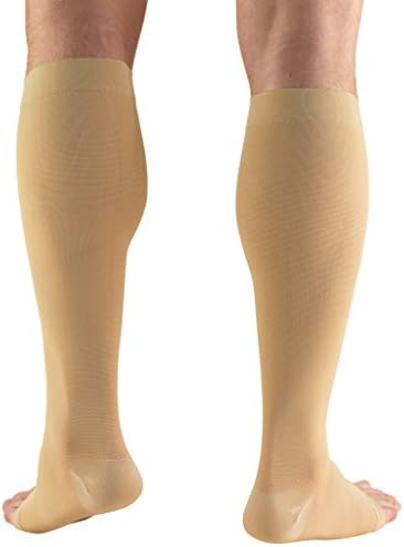 Truform Short Length 30-40 mmHg Compression Stockings for Men and Women, Reduced Length, Open Toe, Beige, Medium