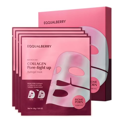Collagen Pore-Tight Up Mask - PDRN & Low Molecular Collagen for Pore Minimizing and Firming | Korean Collagen Face Mask for Glass Skin, 4 Sheets, 1.01 OZ.